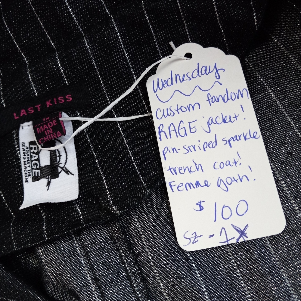 Wednesday Addams custom Rage pinstriped trench coat- SOLD@hosted store - Picture 8 of 16